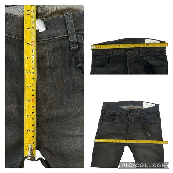 NEW RAG & BONE Men's Fit 1 Extra Slim Jeans Silver Gray Sz 33 (32x35) Button Fly - Picture 9 of 11